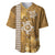 Gold Hibiscus Turle Baseball Jersey Hawaiian Style Tribal Tapa Pattern