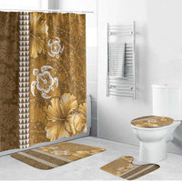 Gold Hibiscus Turle Bathroom Set Hawaiian Style Tribal Tapa Pattern - Polynesian Pride
