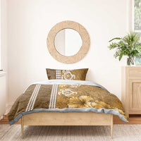 Gold Hibiscus Turle Bedding Set Hawaiian Style Tribal Tapa Pattern