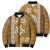 Gold Hibiscus Turle Bomber Puffer Jacket Hawaiian Style Tribal Tapa Pattern - Polynesian Pride