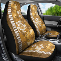 Gold Hibiscus Turle Car Seat Cover Hawaiian Style Tribal Tapa Pattern