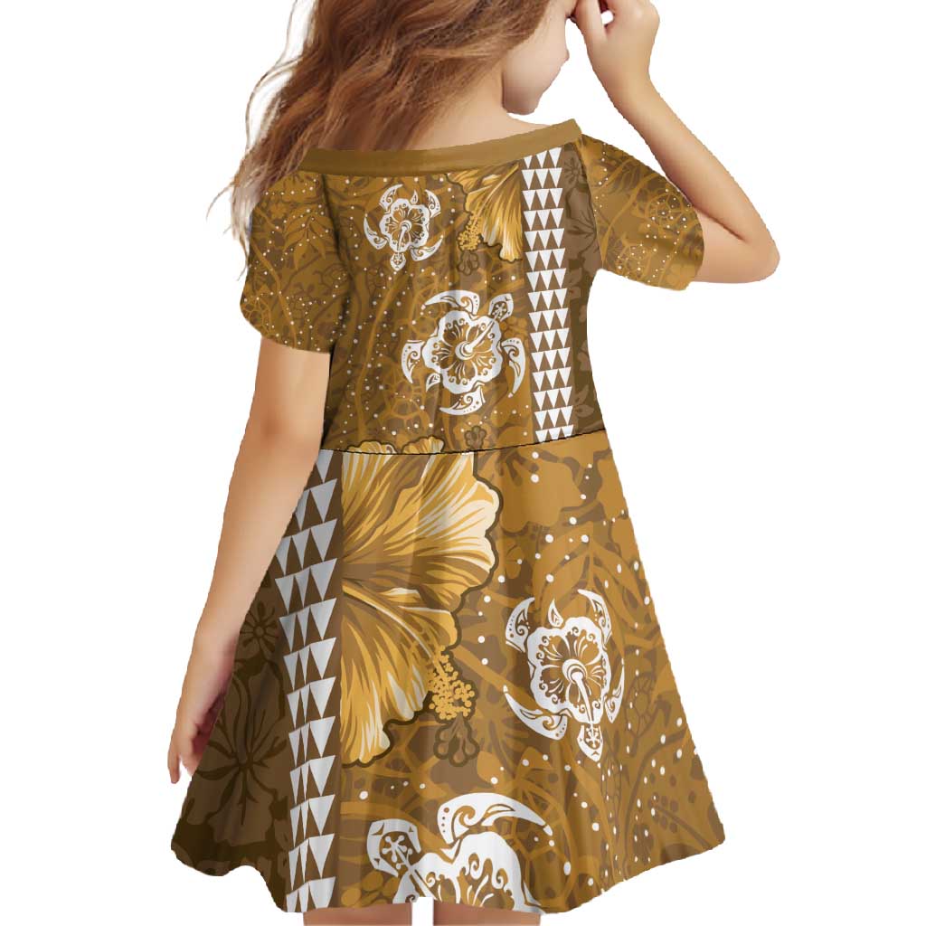 Gold Hibiscus Turle Family Matching Mermaid Dress and Hawaiian Shirt Hawaiian Style Tribal Tapa Pattern LT9 - Polynesian Pride