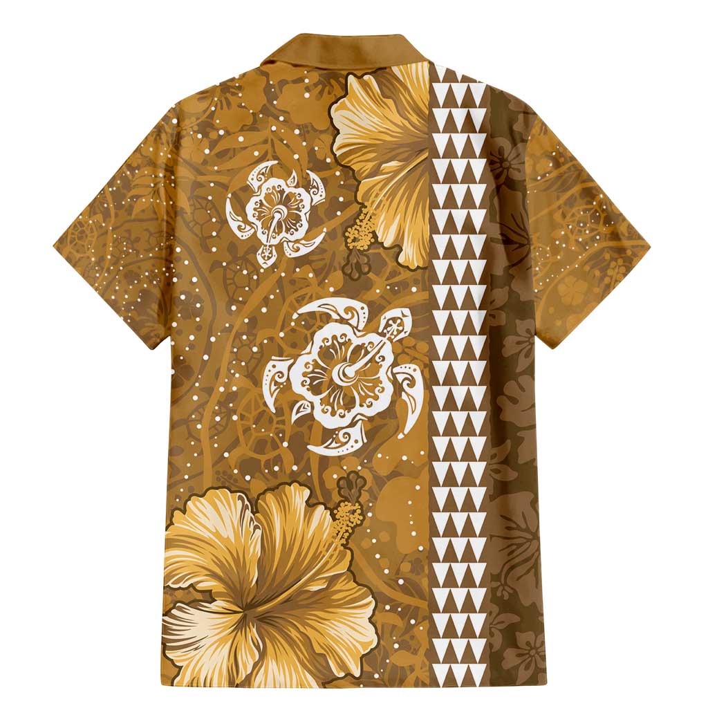 Gold Hibiscus Turle Family Matching Mermaid Dress and Hawaiian Shirt Hawaiian Style Tribal Tapa Pattern LT9 - Polynesian Pride