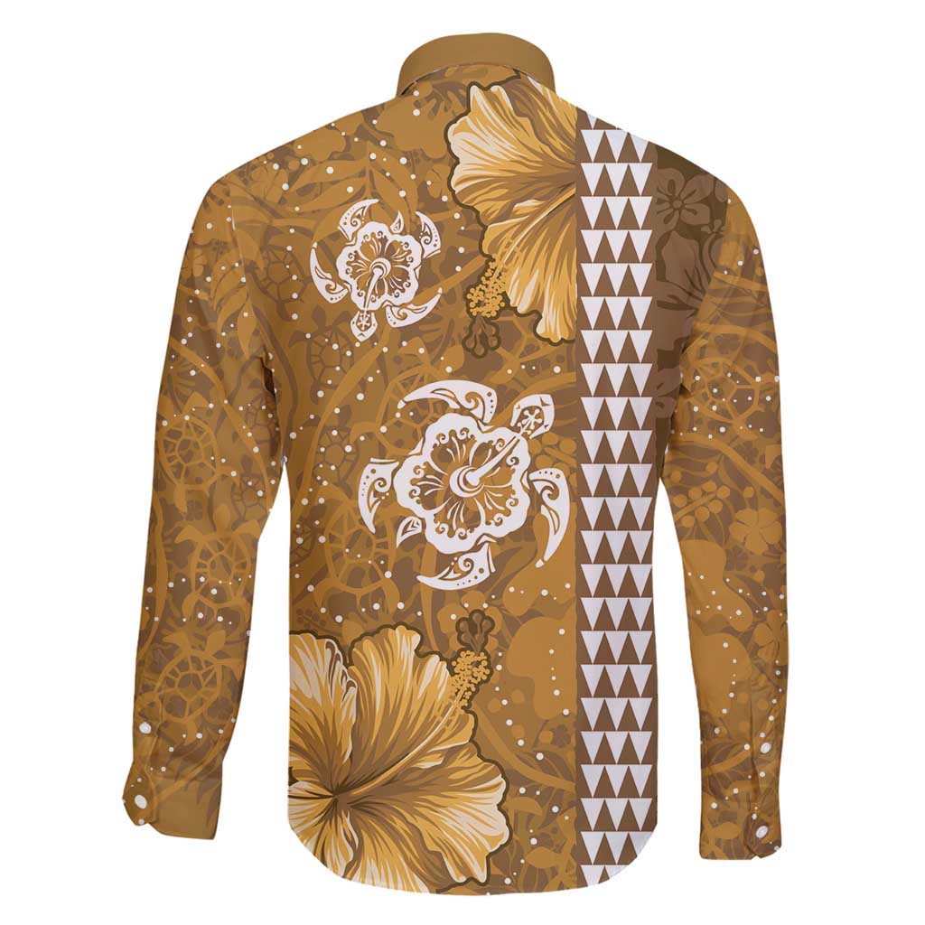 Gold Hibiscus Turle Family Matching Puletasi and Hawaiian Shirt Hawaiian Style Tribal Tapa Pattern LT9 - Polynesian Pride