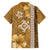 Gold Hibiscus Turle Family Matching Short Sleeve Bodycon Dress and Hawaiian Shirt Hawaiian Style Tribal Tapa Pattern