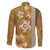Gold Hibiscus Turle Family Matching Short Sleeve Bodycon Dress and Hawaiian Shirt Hawaiian Style Tribal Tapa Pattern