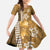 Gold Hibiscus Turle Family Matching Tank Maxi Dress and Hawaiian Shirt Hawaiian Style Tribal Tapa Pattern