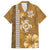 Gold Hibiscus Turle Family Matching Tank Maxi Dress and Hawaiian Shirt Hawaiian Style Tribal Tapa Pattern
