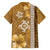 Gold Hibiscus Turle Family Matching Tank Maxi Dress and Hawaiian Shirt Hawaiian Style Tribal Tapa Pattern