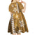 Gold Hibiscus Turle Kid Short Sleeve Dress Hawaiian Style Tribal Tapa Pattern