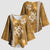 Gold Hibiscus Turle Kimono Sleeve Blouse Hawaiian Style Tribal Tapa Pattern - Polynesian Pride