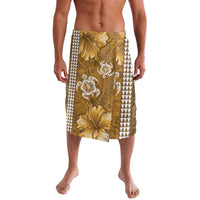 Gold Hibiscus Turle Lavalava Hawaiian Style Tribal Tapa Pattern