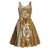 Gold Hibiscus Turle Midi Dress Hawaiian Style Tribal Tapa Pattern - Polynesian Pride