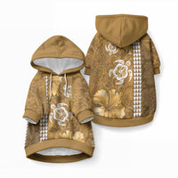 Gold Hibiscus Turtle Pet Hoodie Hawaiian Style Tribal Tapa Pattern LT9 Pullover Gold - Polynesian Pride