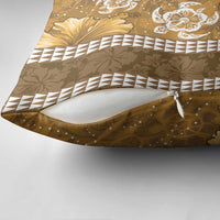 Gold Hibiscus Turle Pillow Cover Hawaiian Style Tribal Tapa Pattern - Polynesian Pride