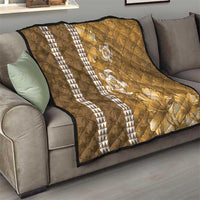 Gold Hibiscus Turle Quilt Hawaiian Style Tribal Tapa Pattern