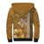 Gold Hibiscus Turle Sherpa Hoodie Hawaiian Style Tribal Tapa Pattern