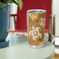 Gold Hibiscus Turle Tumbler Cup Hawaiian Style Tribal Tapa Pattern