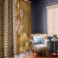 Gold Hibiscus Turle Window Curtain Hawaiian Style Tribal Tapa Pattern
