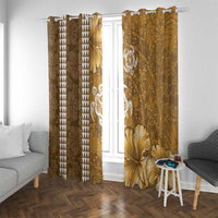 Gold Hibiscus Turle Window Curtain Hawaiian Style Tribal Tapa Pattern