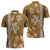Gold Hibiscus Turle Zipper Polo Shirt Hawaiian Style Tribal Tapa Pattern - Polynesian Pride