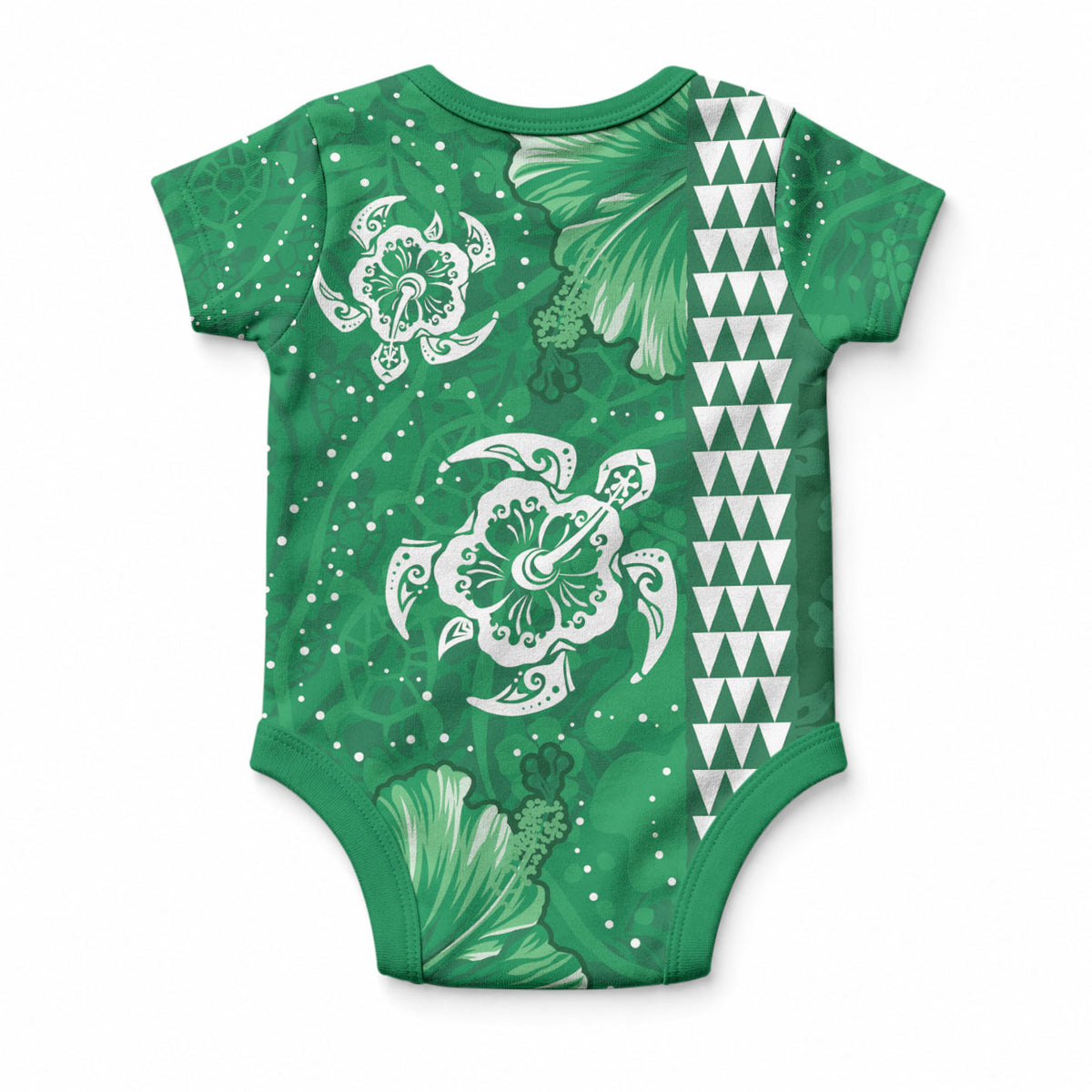 Green Hibiscus Turtle Baby Onesie Hawaiian Style Tribal Tapa Pattern LT9 - Polynesian Pride