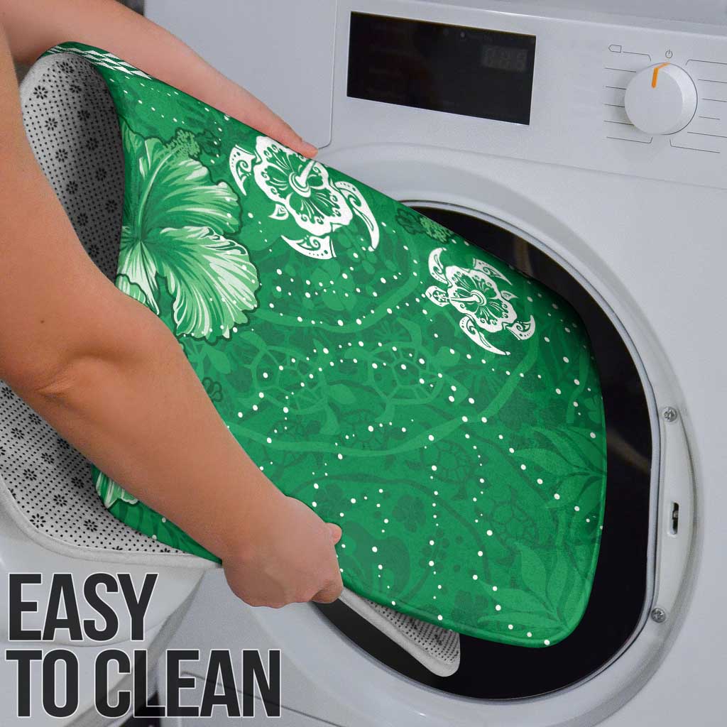 Green Hibiscus Turle Bathroom Set Hawaiian Style Tribal Tapa Pattern - Polynesian Pride