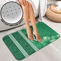 Green Hibiscus Turle Bathroom Set Hawaiian Style Tribal Tapa Pattern - Polynesian Pride