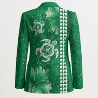 Green Hibiscus Turle Blazer Hawaiian Style Tribal Tapa Pattern - Polynesian Pride