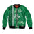 Green Hibiscus Turle Bomber Jacket Hawaiian Style Tribal Tapa Pattern