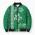 Green Hibiscus Turle Bomber Puffer Jacket Hawaiian Style Tribal Tapa Pattern - Polynesian Pride