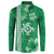 Green Hibiscus Turle Button Sweatshirt Hawaiian Style Tribal Tapa Pattern