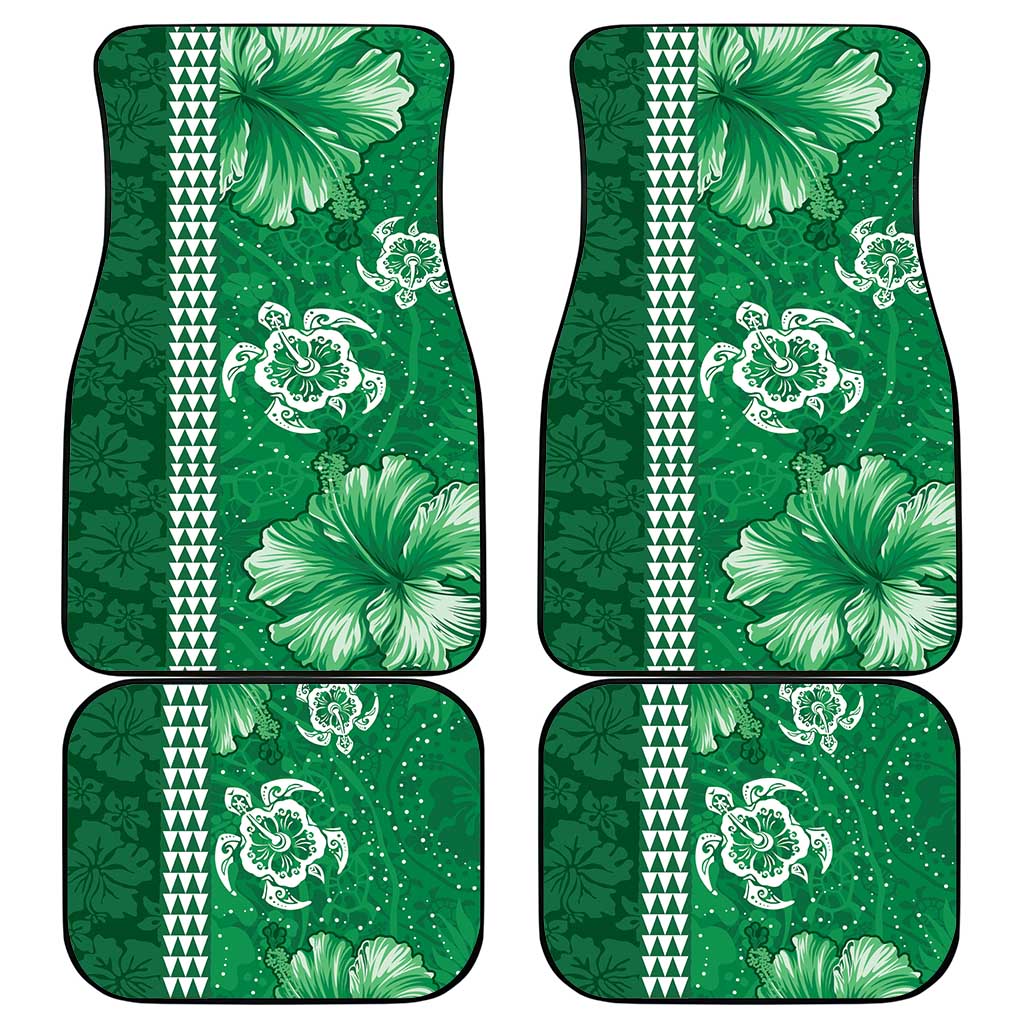Green Hibiscus Turle Car Mats Hawaiian Style Tribal Tapa Pattern