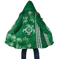 Green Hibiscus Turle Cloak Hawaiian Style Tribal Tapa Pattern - Polynesian Pride