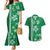 Green Hibiscus Turle Couples Matching Mermaid Dress and Hawaiian Shirt Hawaiian Style Tribal Tapa Pattern