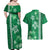 Green Hibiscus Turle Couples Matching Off Shoulder Maxi Dress and Hawaiian Shirt Hawaiian Style Tribal Tapa Pattern