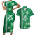 Green Hibiscus Turle Couples Matching Short Sleeve Bodycon Dress and Hawaiian Shirt Hawaiian Style Tribal Tapa Pattern