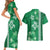 Green Hibiscus Turle Couples Matching Short Sleeve Bodycon Dress and Hawaiian Shirt Hawaiian Style Tribal Tapa Pattern