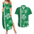 Green Hibiscus Turle Couples Matching Summer Maxi Dress and Hawaiian Shirt Hawaiian Style Tribal Tapa Pattern