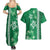 Green Hibiscus Turle Couples Matching Summer Maxi Dress and Hawaiian Shirt Hawaiian Style Tribal Tapa Pattern