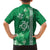 Green Hibiscus Turle Family Matching Long Sleeve Bodycon Dress and Hawaiian Shirt Hawaiian Style Tribal Tapa Pattern