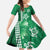 Green Hibiscus Turle Family Matching Long Sleeve Bodycon Dress and Hawaiian Shirt Hawaiian Style Tribal Tapa Pattern
