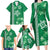 Green Hibiscus Turle Family Matching Long Sleeve Bodycon Dress and Hawaiian Shirt Hawaiian Style Tribal Tapa Pattern
