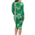 Green Hibiscus Turle Family Matching Long Sleeve Bodycon Dress and Hawaiian Shirt Hawaiian Style Tribal Tapa Pattern