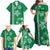 Green Hibiscus Turle Family Matching Off Shoulder Maxi Dress and Hawaiian Shirt Hawaiian Style Tribal Tapa Pattern