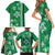 Green Hibiscus Turle Family Matching Short Sleeve Bodycon Dress and Hawaiian Shirt Hawaiian Style Tribal Tapa Pattern