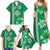 Green Hibiscus Turle Family Matching Summer Maxi Dress and Hawaiian Shirt Hawaiian Style Tribal Tapa Pattern
