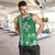 Green Hibiscus Turle Men Tank Top Hawaiian Style Tribal Tapa Pattern