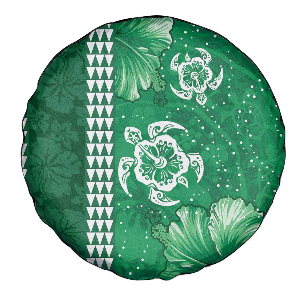 Green Hibiscus Turle Spare Tire Cover Hawaiian Style Tribal Tapa Pattern