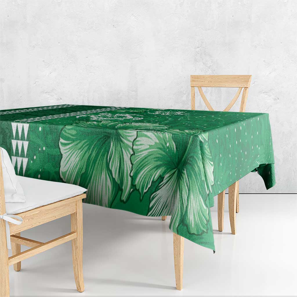 Green Hibiscus Turle Tablecloth Hawaiian Style Tribal Tapa Pattern